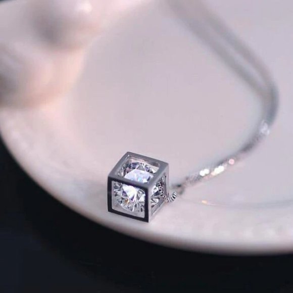 *NEW [Set of 3] 925 Sterling Silver Diamond Cube E - Picture 9 of 13